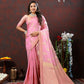 Lorenvalley Fashion Pink Cotton Woven Design with Zari Weaving Design Saree - Swadesiicart