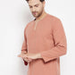 Even Apparels Brown Pure Cotton Men's Kurta With Slit Neckline | Swadesiicart