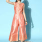 Ahalyaa Womens Peach Poly Silk Solid Jumpsuit - Swadesiicart