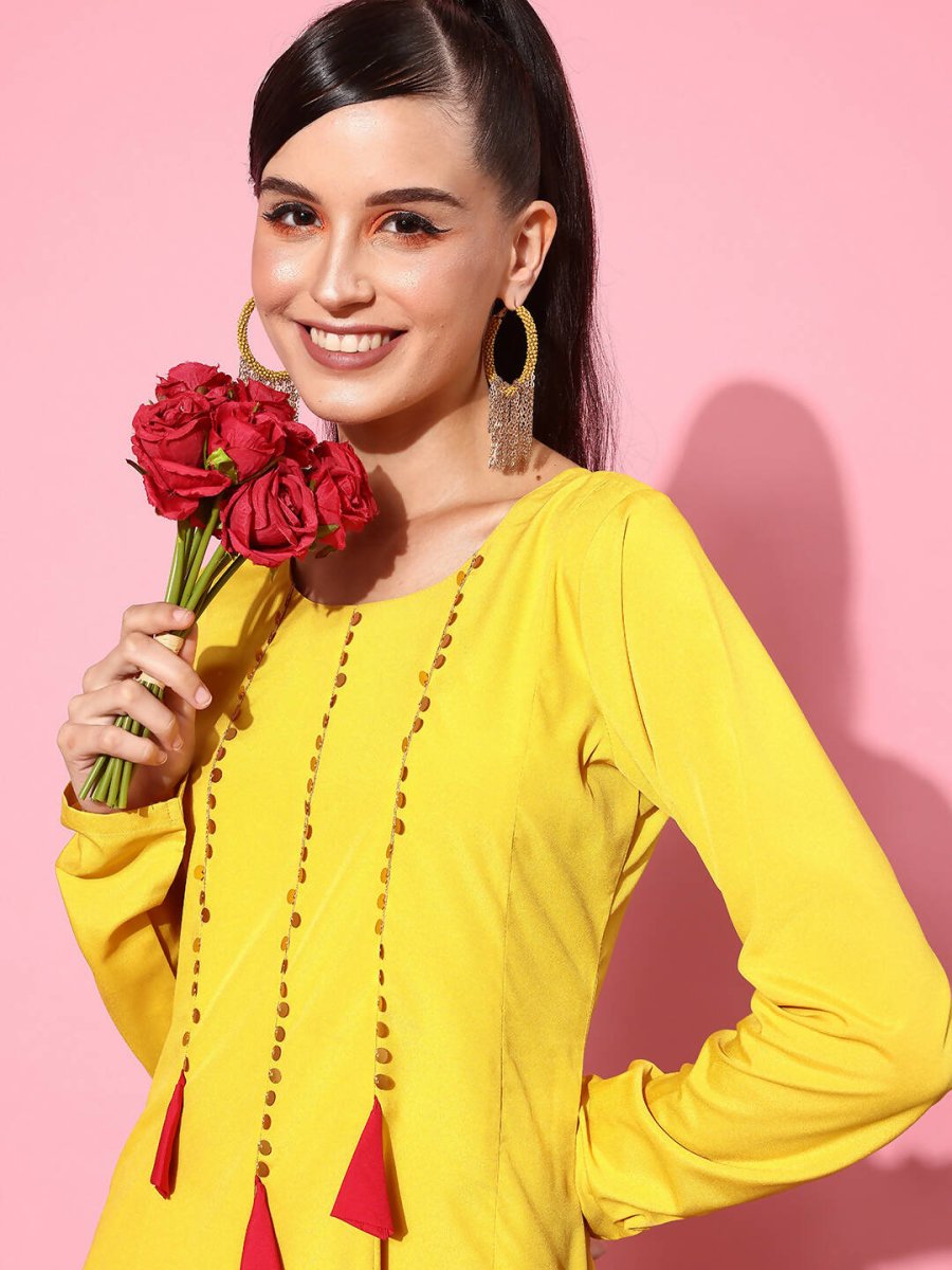 Ahalyaa Women's Traditional wear Ethnic Dress - Mustard | Swadesiicart