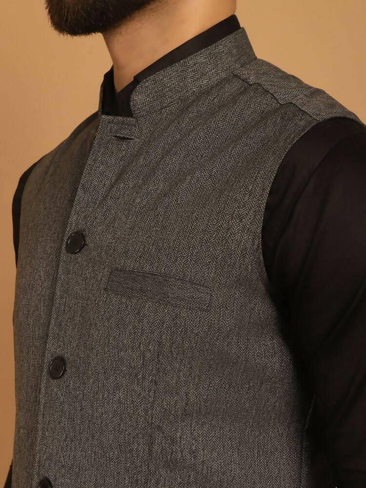 Even Apparels Nehru Jacket With Welt Pockets - Grey | Swadesiicart