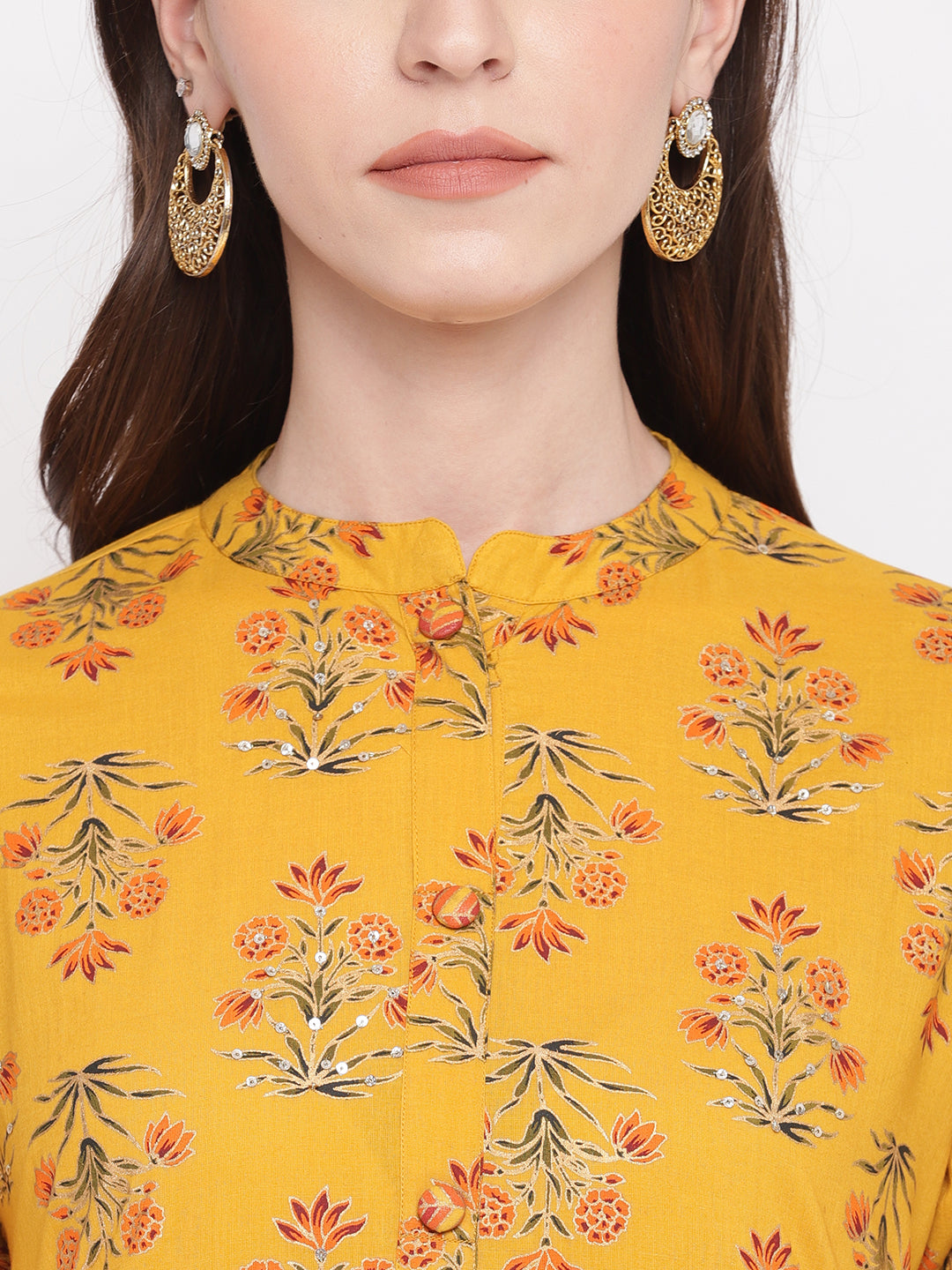 NOZ2TOZ Women Yellow Cotton Kurta With Palazzo & Dupatta (3Pcs Set) - Swadesiicart