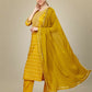Jyoti Fashion Women's Golden Silk Blend Embroidery & Sequence work Kurta with Trouser & Dupatta | Swadesiicart
