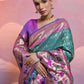 Vishnu Weaves Women's Rama Paithani Silk Zari Woven Saree with Blouse - Swadesiicart