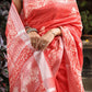 Very Much Indian Organic Linen With Handblock Printing Saree - Red | Swadesiicart