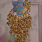 Sky Blue And Pink Ethnic Enamel Meenakari Lotus Earrings By House of Ree - Swadesiicart