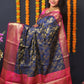 Jyoti Fashion Women's Navy Blue Kanjivaram Silk Zari Woven Saree with Blouse | Swadesiicart