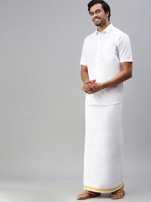 Ramraj Cotton Mens Half Sleeve White Shirt Plus Size - Breeze Cotton | Swadesiicart