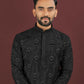Anaita Black Embroidered Silk Straight Kurta