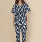 Breathables Women’S Loungewear Kaftan Cotton Blue Geometric Print Co-Ord Set