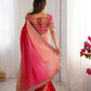 Exclusive Collection Red Pink Party Wear Chinon Salk Saree - Swadesiicart