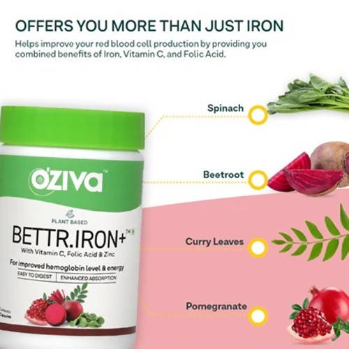 OZiva Plant Based Bettr. Iron+ Capsules | Swadesiicart
