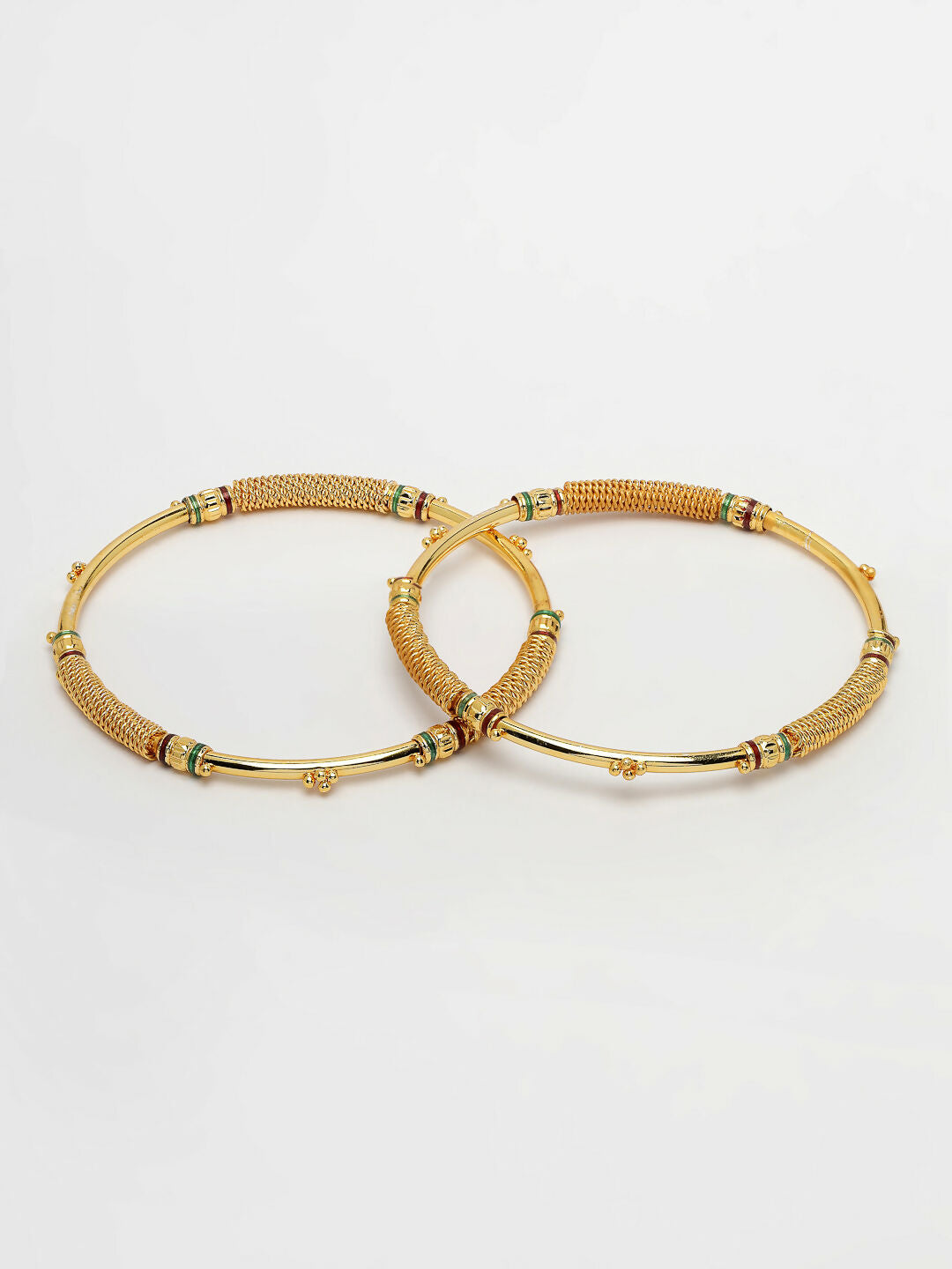 NVR Women's Set of 2 Gold-Polished Handcrafted Traditional Bangles - Swadesiicart