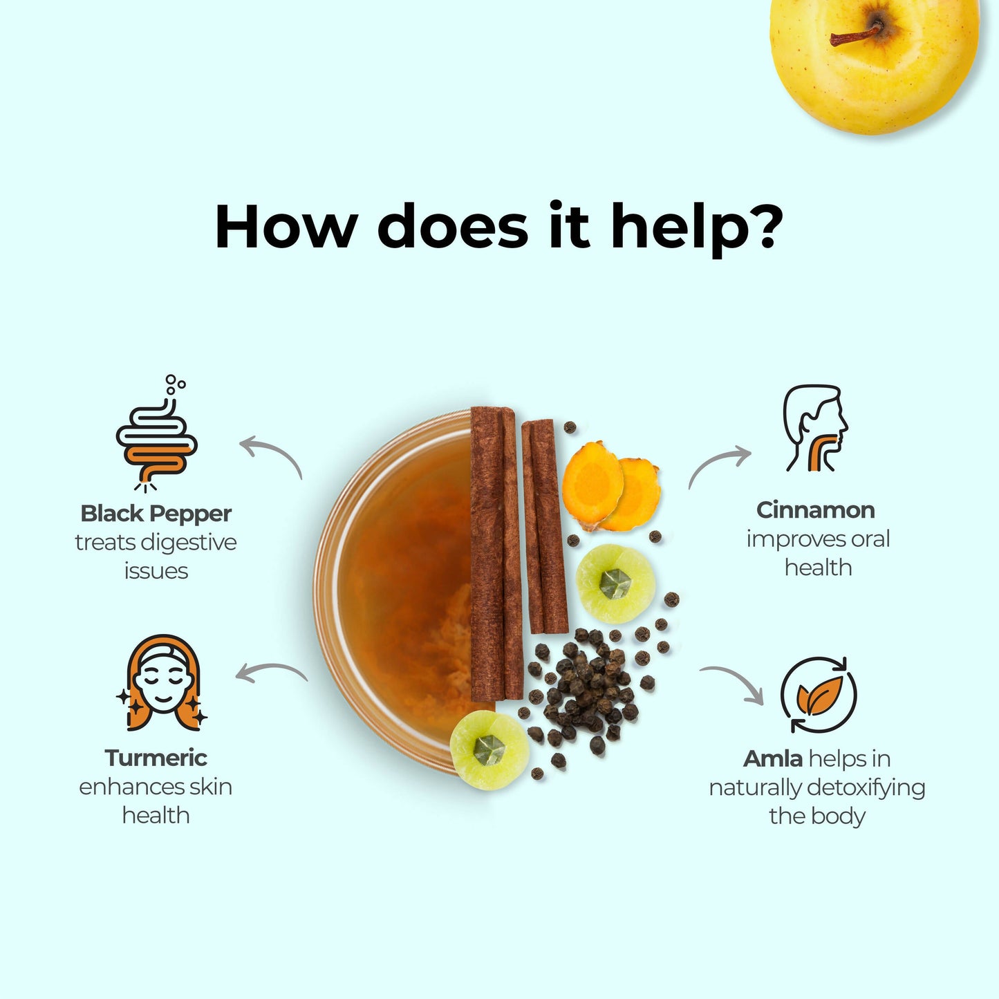 Wellbeing Nutrition Organic Apple Cider Vinegar with 2X Mother - Amla, Turmeric, Cinnamon, and Black Pepper | Swadesiicart