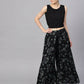 Ahalyaa Black Georgette Crepe Printed Top Palazzo Set With Jacket | Swadesiicart
