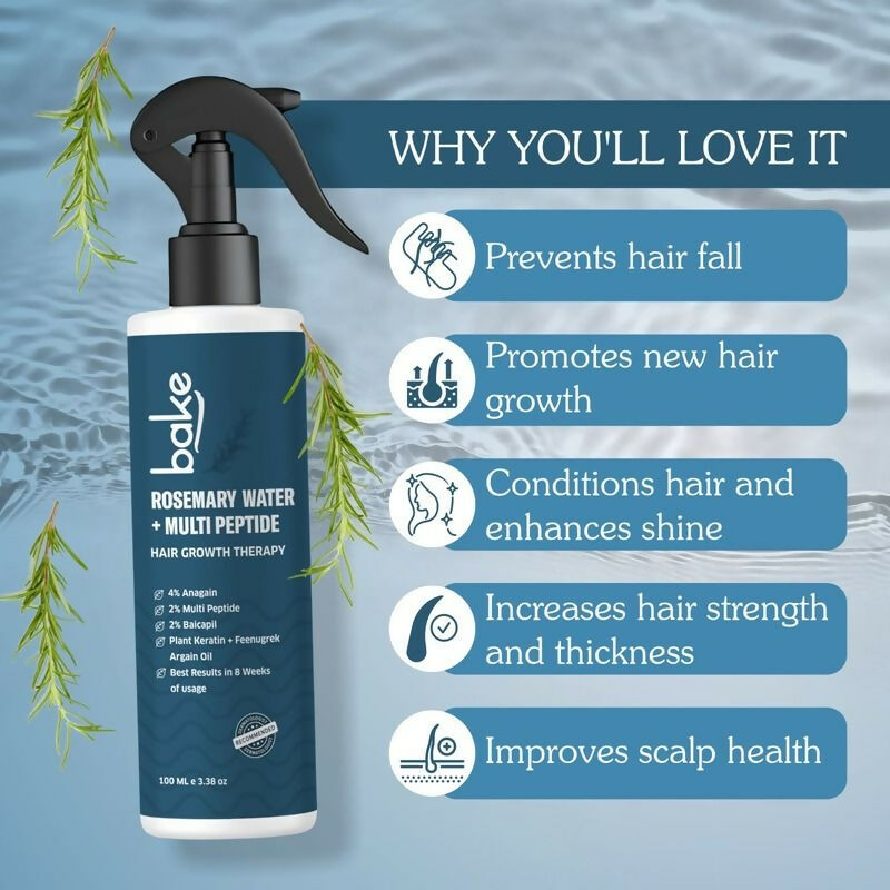 Bake Rosemary Water Hair Growth Spray With 4% Anagain, 2% Baicapil, Plant Keratin | Swadesiicart