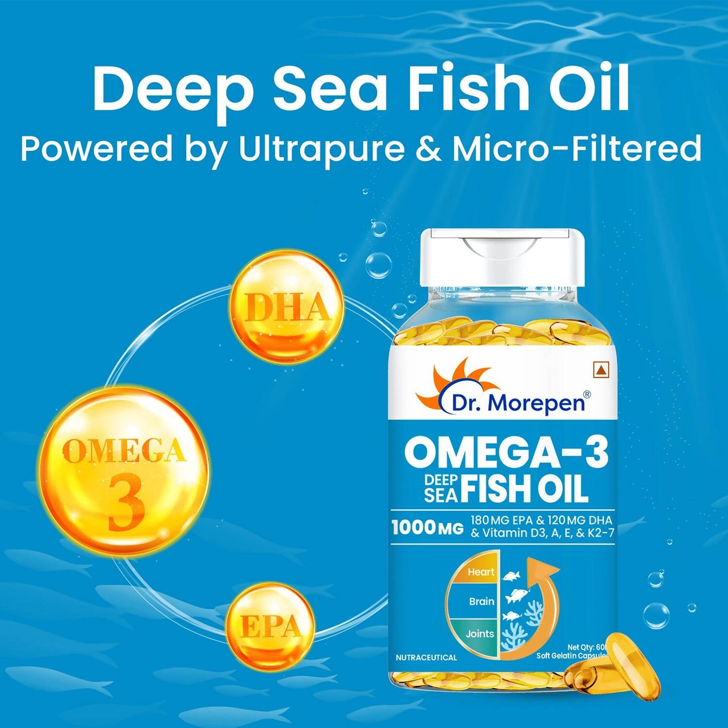 Dr. Morepen Omega 3 Deep Sea Fish Oil Softgels - Swadesiicart