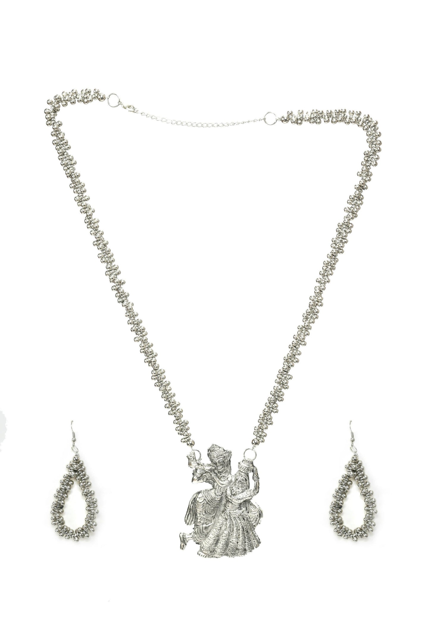 Mominos Fashion Johar Kamal Oxidised Silver-Plated Brass Finish Radha Kishan Long Necklace For Women | Swadesiicart