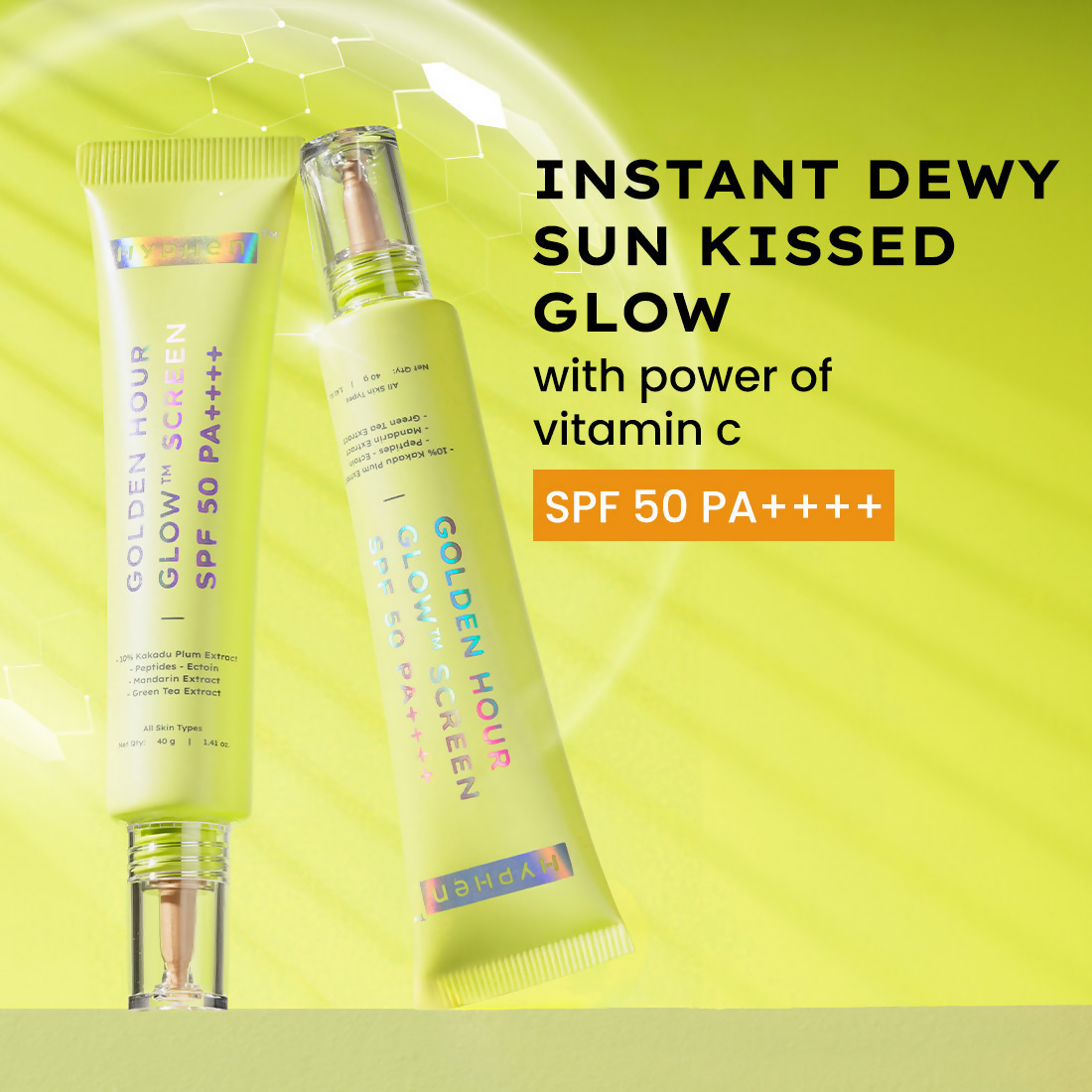 Hyphen Golden Hour Glow Sunscreen SPF 50 PA++++ | Swadesiicart