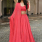Jyoti Fashion Gajri Thread Embroidery Georgette Lehenga Choli with Dupatta | Swadesiicart