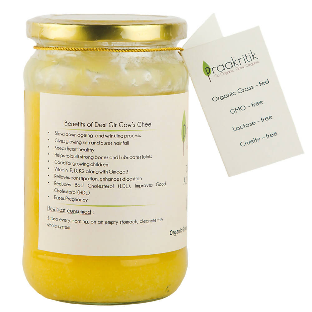 Praakritik Natural Desi Gir Cow A2 Ghee | Organic Grassfed - Vegetarian GMO Free Lactose Free - Cow Ghee - Swadesiicart