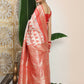 Shree Shyam Fashion Linen Cotton Red & White Saree