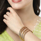 NVR Women's Set of 4 Gold-Polished CZ-Studded Traditional Bangles - NR Retail-NVR