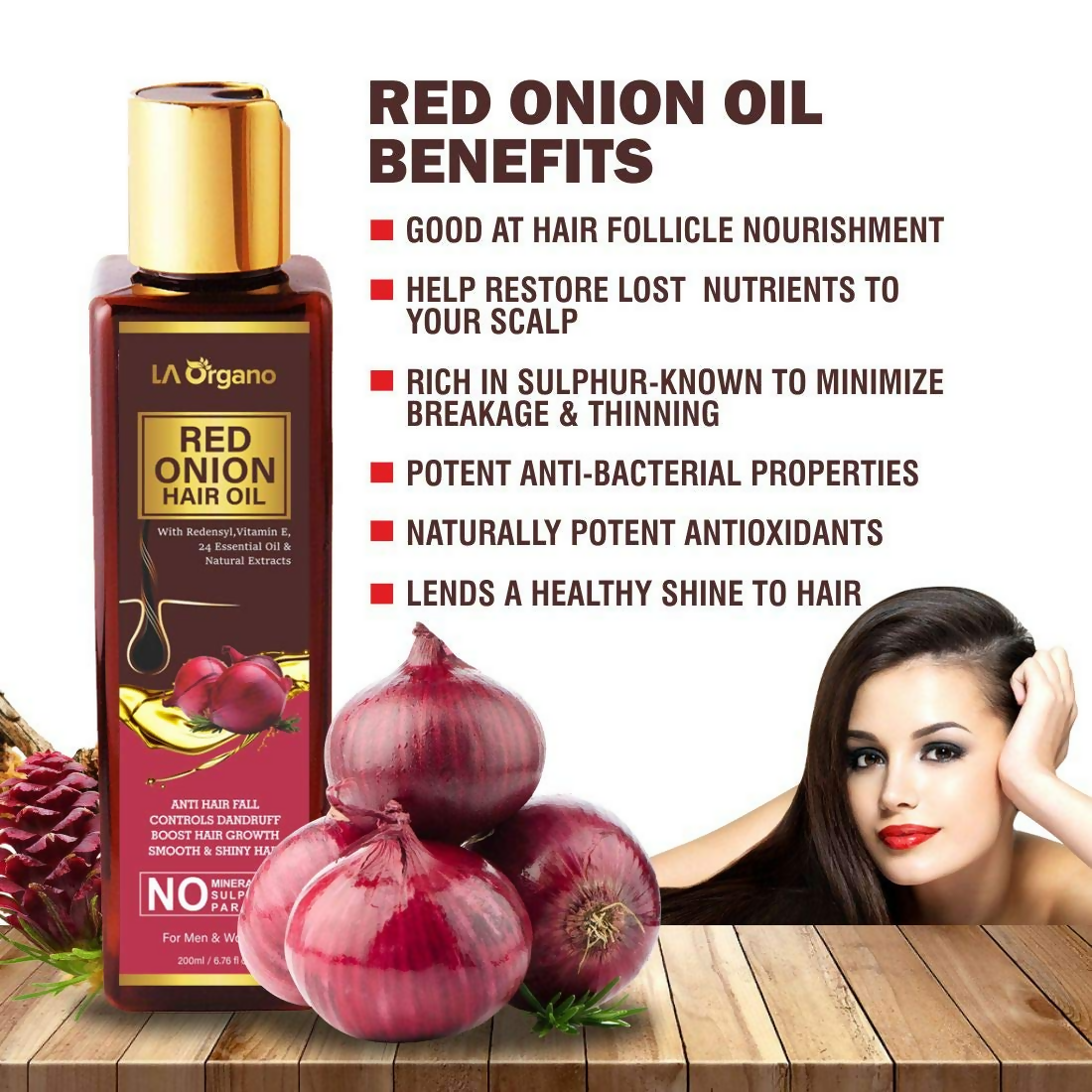 LA Organo Red Onion Hair Oil | Swadesiicart
