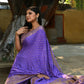 Joban Fashion Lavender Crepe Chiffon Pure Handloom Banarasi Silk Saree | Swadesiicart