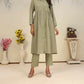 Jyoti Fashion Women's Olive Rinkal Cotton Plain with Side Pocket Kurtis & Sets | Swadesiicart
