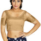 Aastha Fashion Women's Beige Art Silk Cold Shoulder Sleeve Readymade Blouse