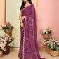 Aafreen Partywear Designer Wine White Rangoli Fancy Saree