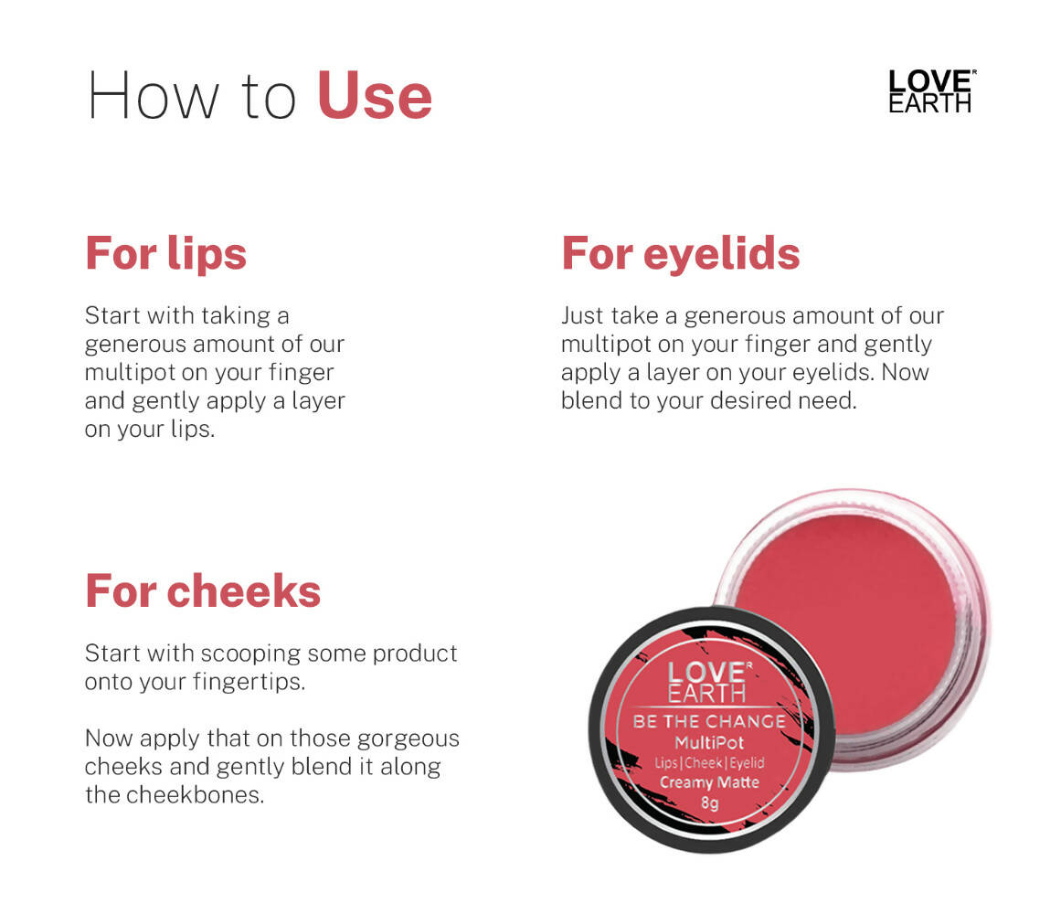Love Earth Multipot-Be The Change Lip Tint - Swadesiicart