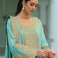 Anaita Sky-Blue Heavy Chinon Readymade Palazzo Suit with Heavy Embroidery Work