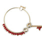 Gold-Polished White Red Kundan-Studded Pearl Beaded Nosepin - Ruby Raang | Swadesiicart