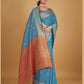 Blue Silk Woven Design Saree With Unstitched Blouse Piece - Akshita