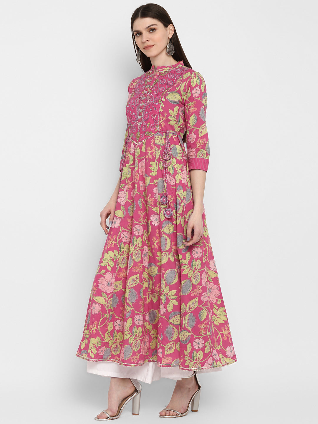 NOZ2TOZ Women's Printed Anarkali Coral Kurta- (1pc set) - Swadesiicart