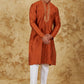 Bluesaanchi Men's Handloom Embroidered Tawny Kurta Set | Swadesiicart