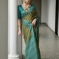 Vishnu Weaves Women's Rama Soft Tussar Silk Printed Saree with Blouse - Swadesiicart