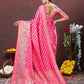 Lorenvalley Fashion Pink Soft Silk Woven Design with Zari Weaving Leheriya Design Saree - Swadesiicart