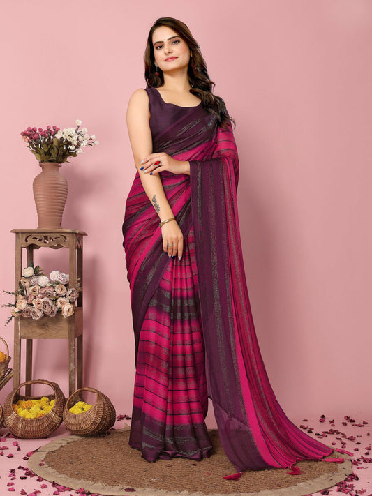 Attractive These Party Wear Ready To Wear Saree - Pink | Swadesiicart