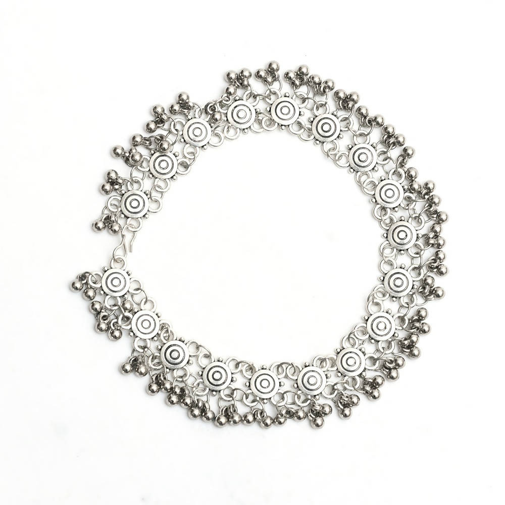 Mominos Fashion Kamal Johar Oxidised Silver Anklets For Bridal Wear | Swadesiicart