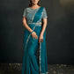 Blue Satin Silk Crepe Cord Sequence & Thread Embroidered & Stone Work Saree - Moh-Manthan Royal Enigma