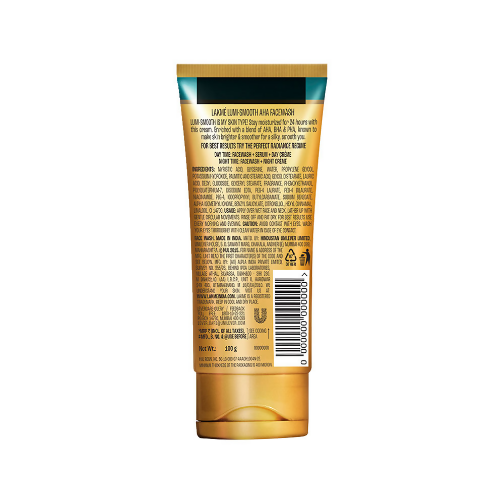 Lakme Lumi-Smooth AHA+ Face Wash With 2% Salicylic Acid-Lactic Acid - Swadesiicart