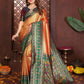 Aastha Fashion Orange Tissue Silk Weaving Saree