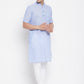 Even Apparels Blue Pure Cotton Men's H/S Kurta With Band Collar | Swadesiicart