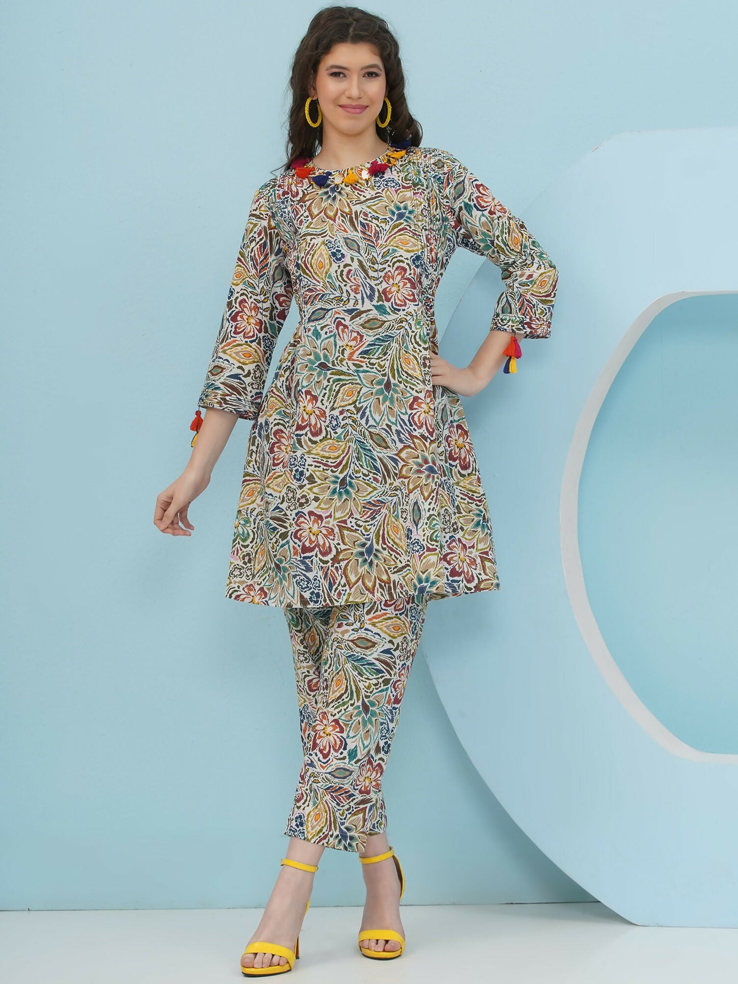 Joban Fashion Floral Co Ord Set - Multi Color - Swadesiicart