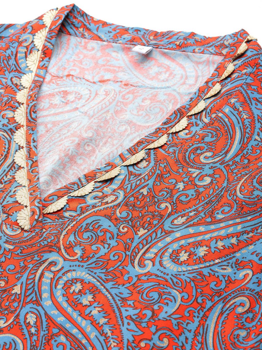 Ahalyaa Women's Traditional wear Kurta Set - Teal Blue | Swadesiicart