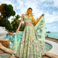 House of Panchhi Lime Green Organza Sequins And Mirror Embroidery Lehenga Choli & Dupatta | Swadesiicart