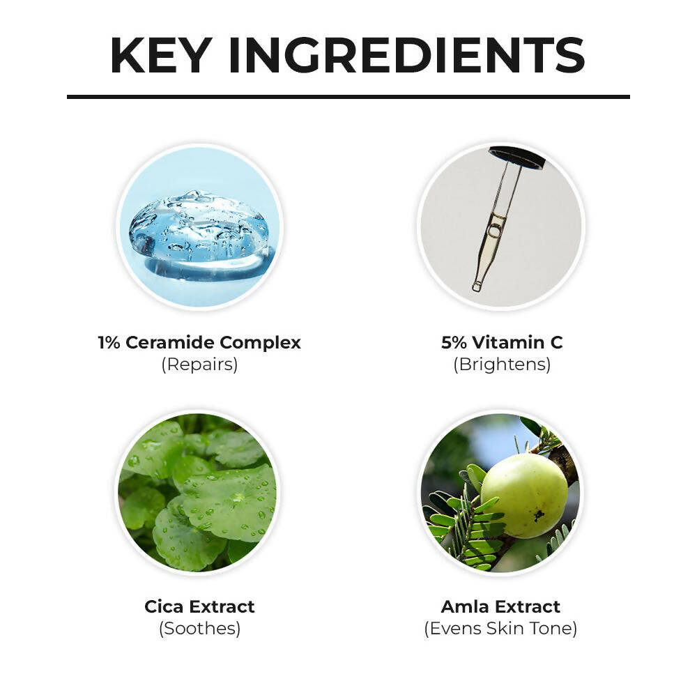 Dr. Sheth's Ceramide & Vitamin C Daily Brightening & Repair Face Cream With 5% Vitamin C, Cica & Amla, Brightens & Repairs Skin - Limited Time Offer - Swadesiicart